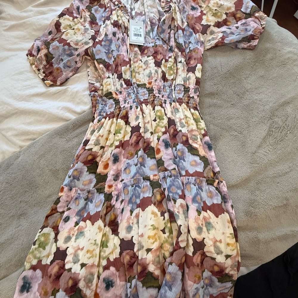 Rails Fiorella Painted Floral Midi Dress – Size 8 (Medium)